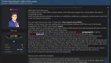 黑客Ryushi在暗网出售推特用户数据插图